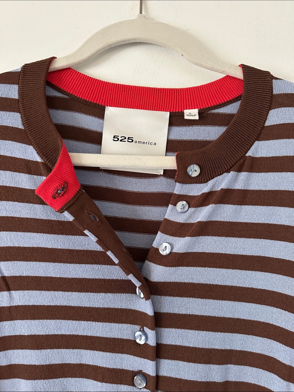 525 American Striped Button Cardigan - Picture 3 of 6